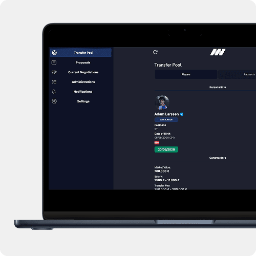 App Desktop Overview - screen of the Transfer Pool
