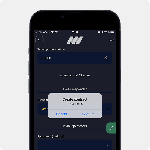 App overview - screen of the contract negotaitions